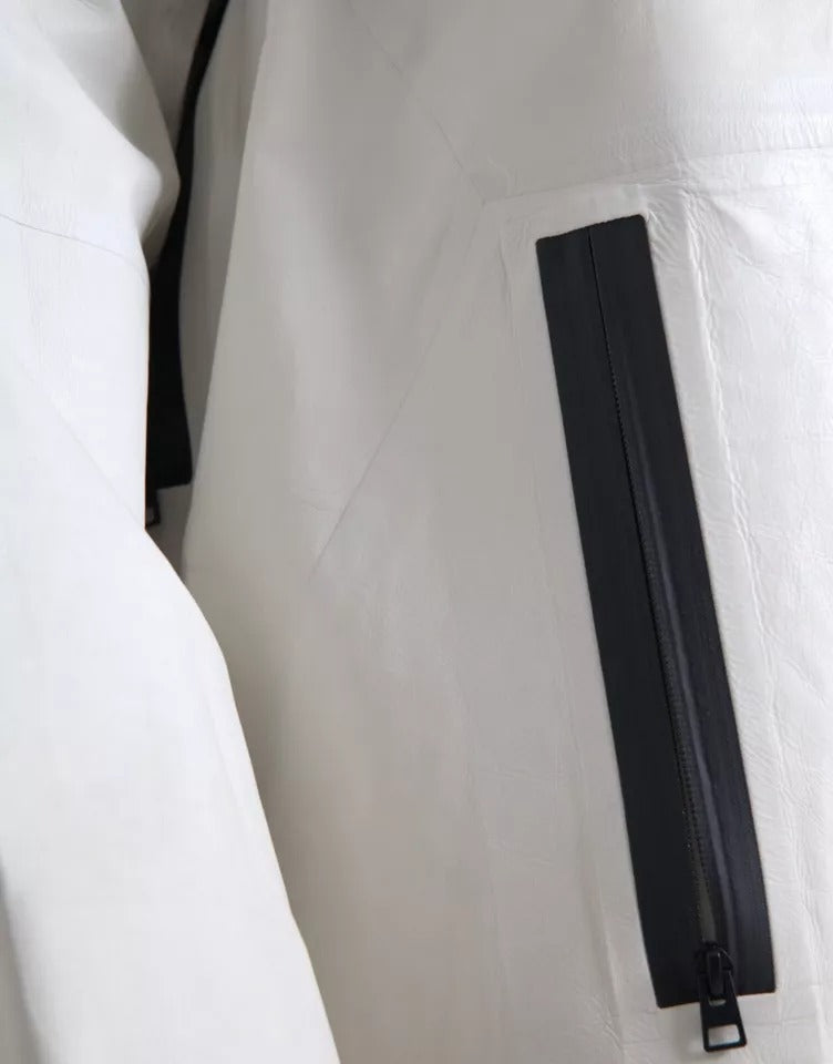 Bottega Veneta Vattentät Blousonjacka i Vitt Läder för Herr