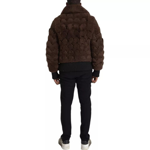 Chaqueta de abrigo de piel de cordero marrón de Bottega Veneta