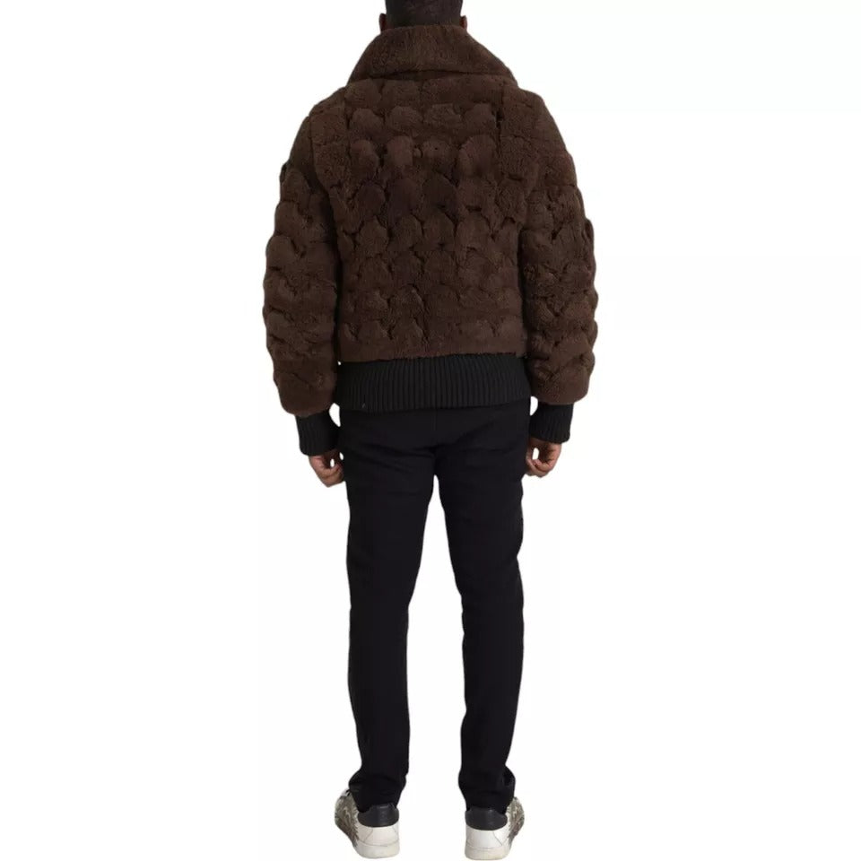 Manteau en peau lainée d'agneau marron Bottega Veneta