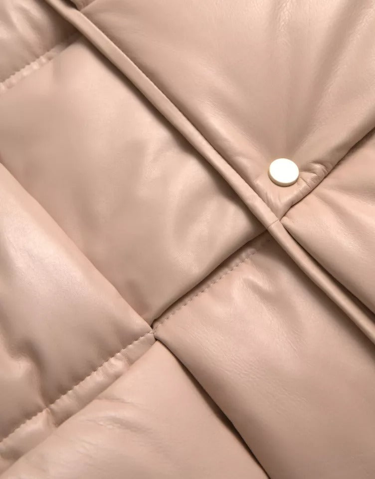 Giacca in pelle di vitello trapuntata beige senza maniche Bottega Veneta