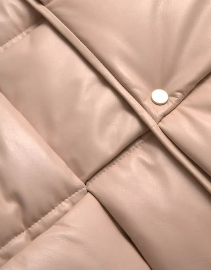Giacca in pelle di vitello trapuntata beige senza maniche Bottega Veneta