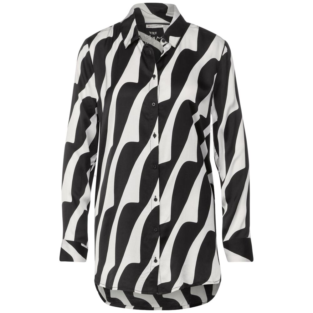 Blouse en viscose noire et blanche Street One