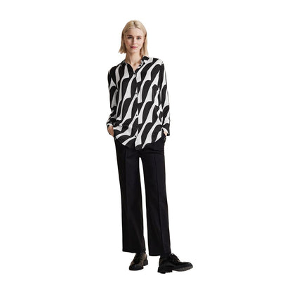 Blouse en viscose noire et blanche Street One