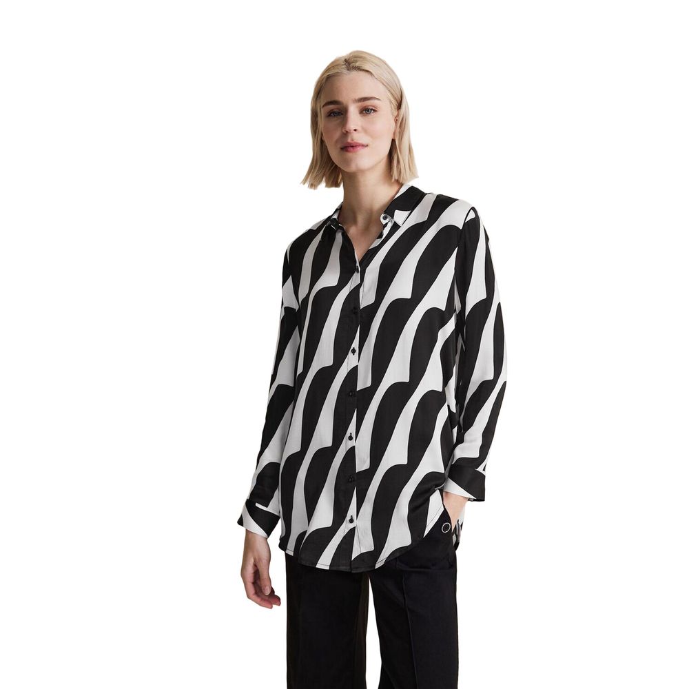 Blouse en viscose noire et blanche Street One