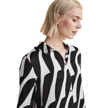 Blouse en viscose noire et blanche Street One