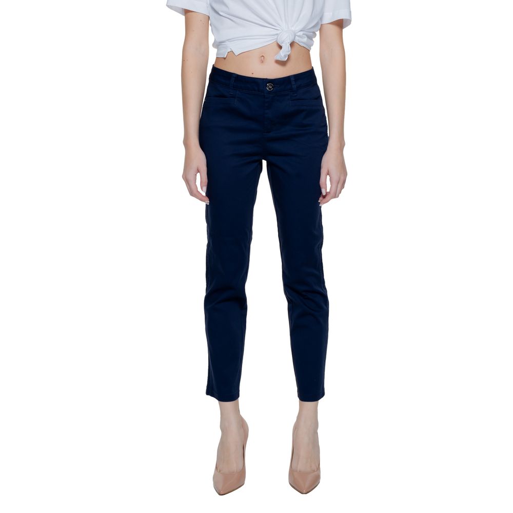 Pantaloni casual in cotone blu Street One