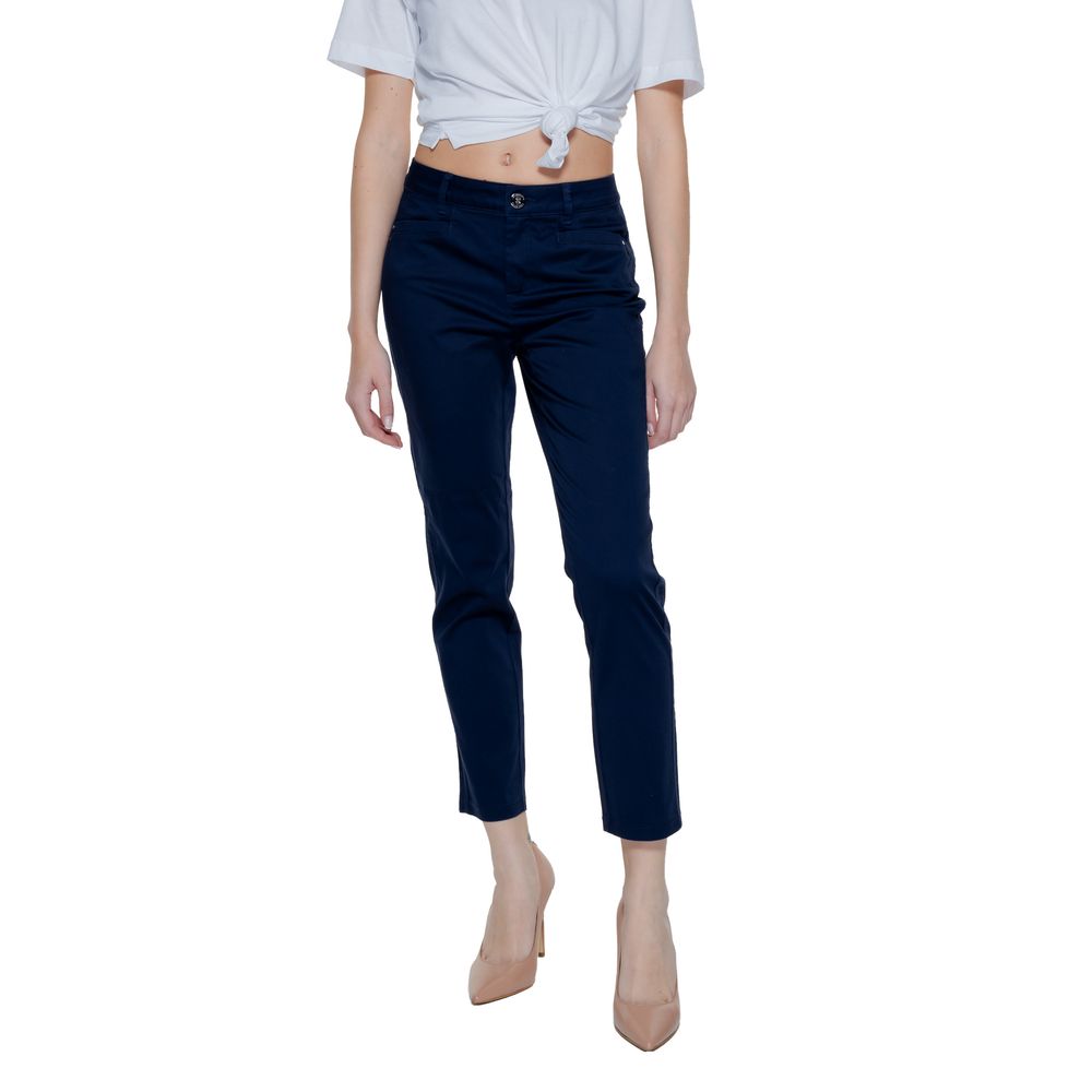 Pantaloni casual in cotone blu Street One