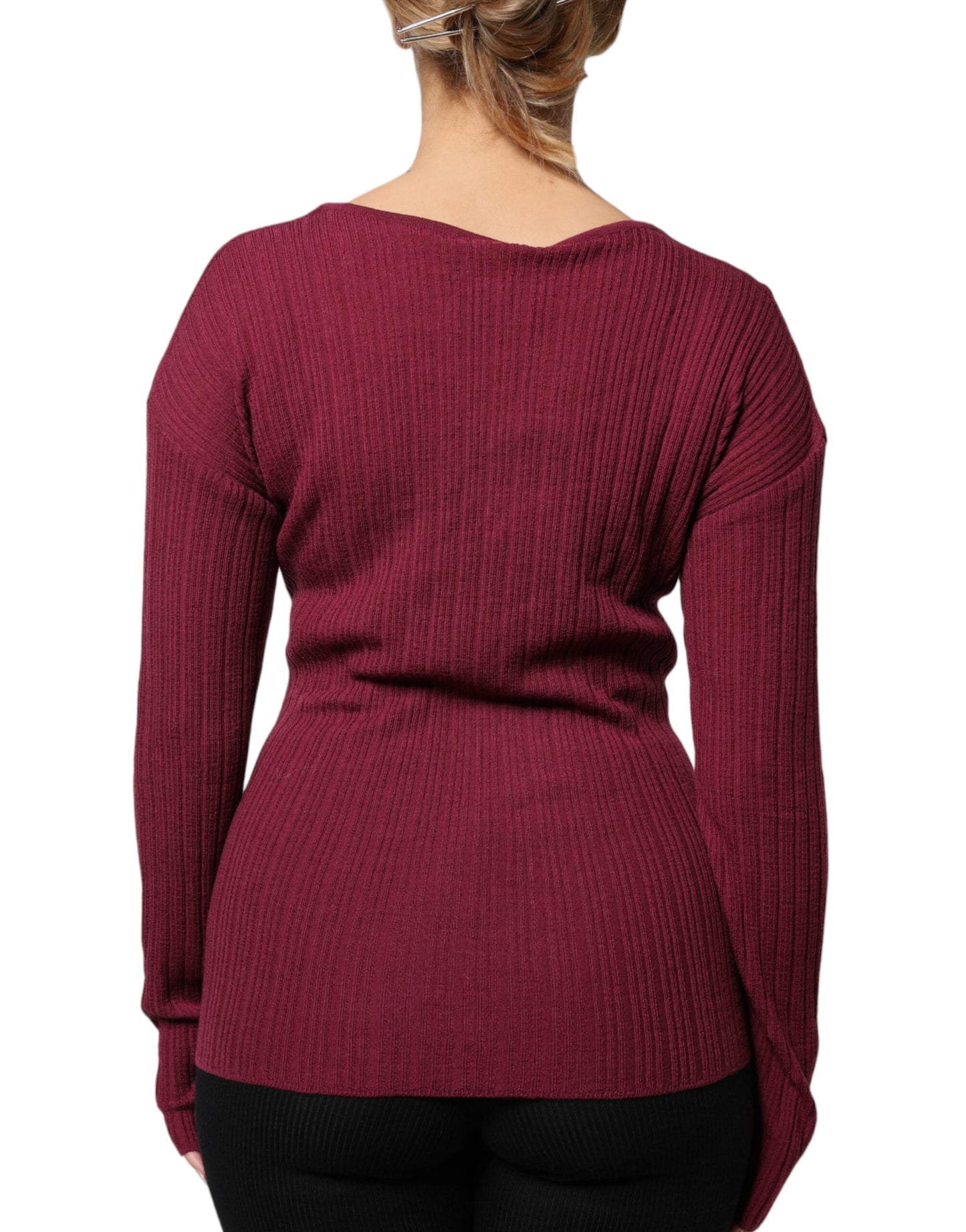 Maglione Roberto Cavalli bordeaux con motivo a buco della serratura