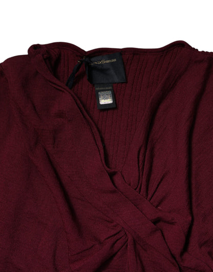 Pull Roberto Cavalli bordeaux en maille ajourée