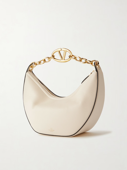 Valentino Garavani Petit sac à bandoulière Hobo Vlogo en cuir ivoire