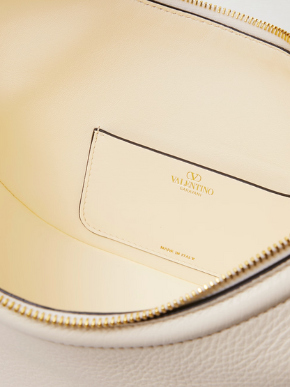 Valentino Garavani Petit sac à bandoulière Hobo Vlogo en cuir ivoire