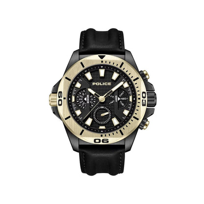 Montre habillée en cuir synthétique noir de police