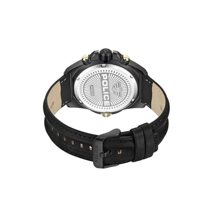 Montre habillée en cuir synthétique noir de police