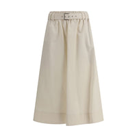 Gonna lunga larga color crema Brunello Cucinelli