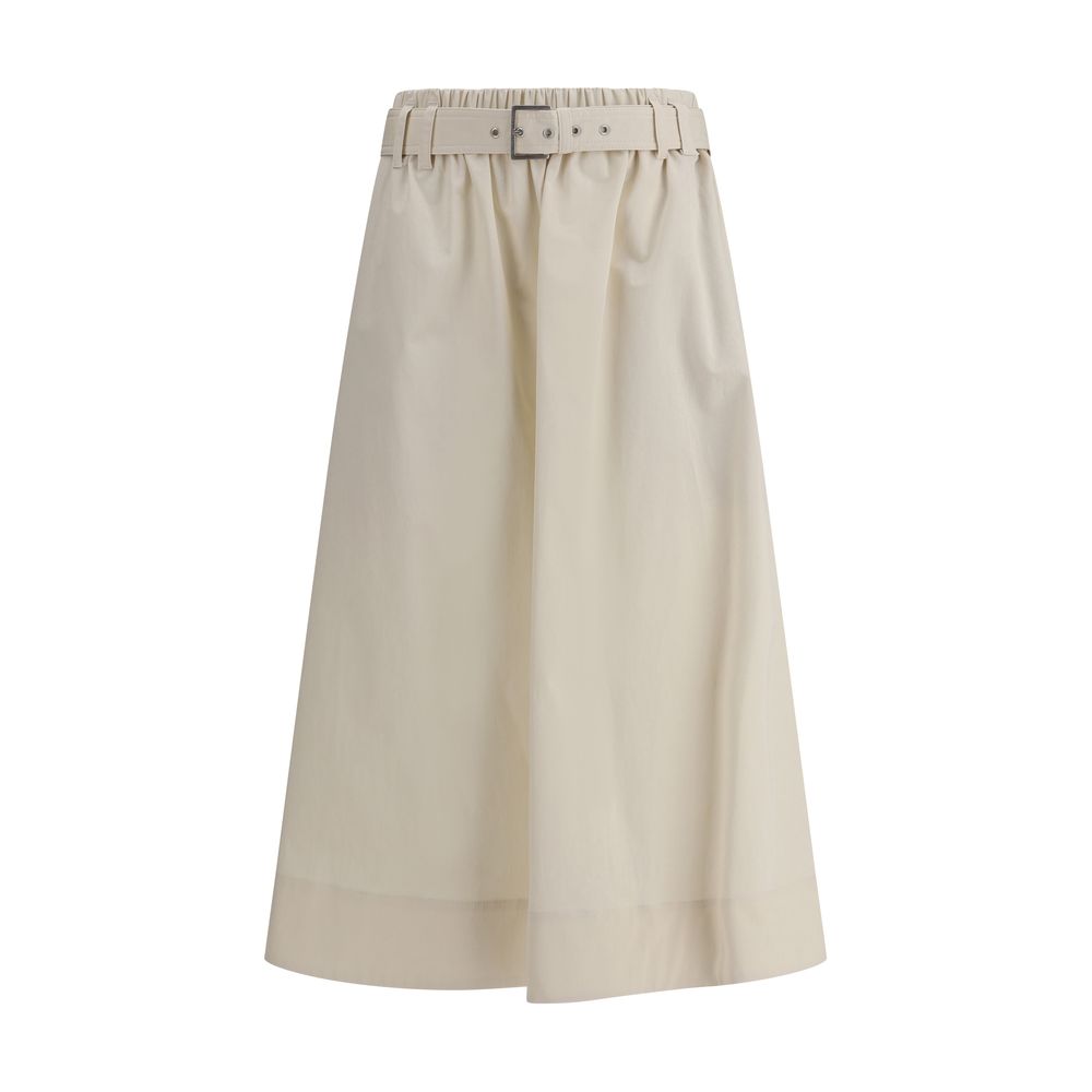 Jupe longue large couleur crème Brunello Cucinelli