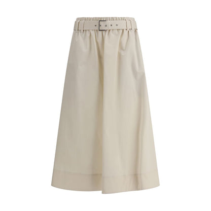 Gonna lunga larga color crema Brunello Cucinelli