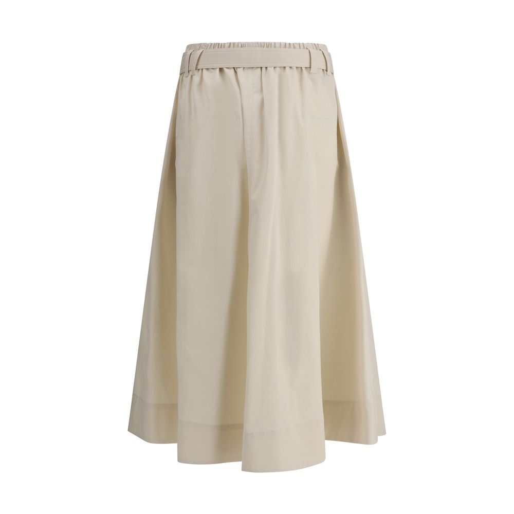Jupe longue large couleur crème Brunello Cucinelli