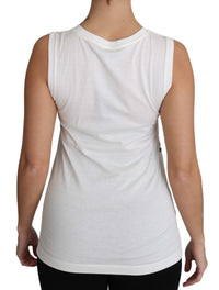 Dolce & Gabbana White Cotton #dgfamily Sleeveless Shirt Tank Top