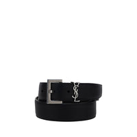 Cintura Saint Laurent in pelle di vitello nera Bos Taurus