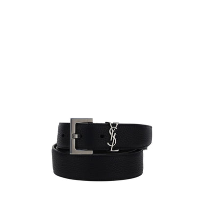 Cintura Saint Laurent in pelle di vitello nera Bos Taurus