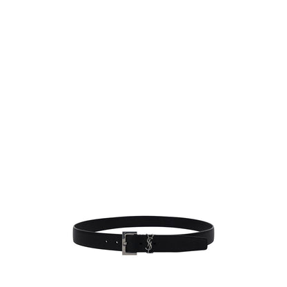 Cintura Saint Laurent in pelle di vitello nera Bos Taurus
