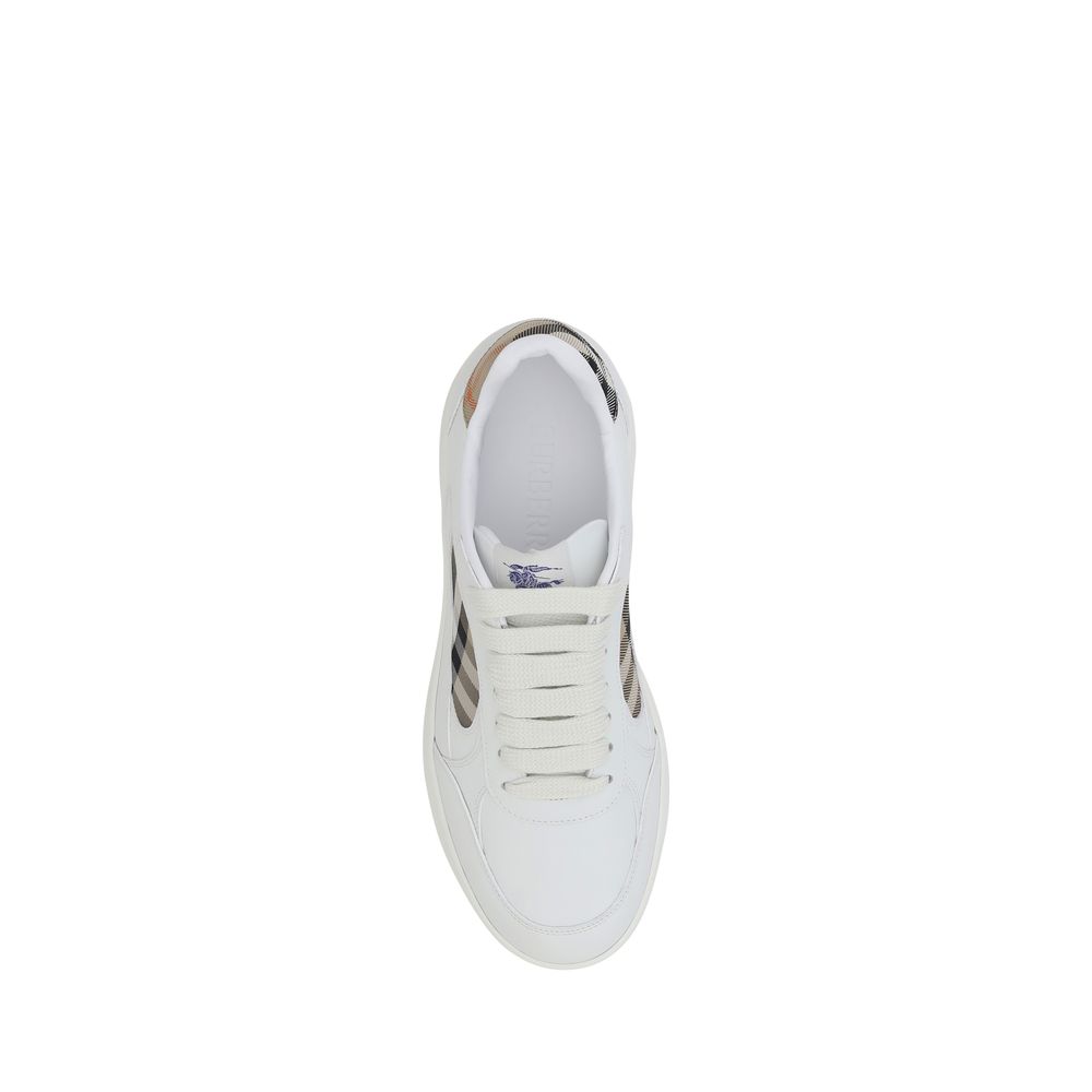 Baskets basses Burberry Bos Taurus en cuir de veau blanc