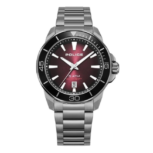 Orologio elegante in acciaio inossidabile grigio della polizia