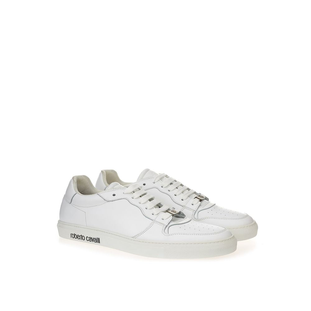 Baskets basses en cuir blanc Roberto Cavalli