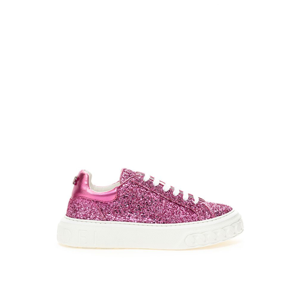 Baskets basses Casadei en tissu et cuir fuchsia