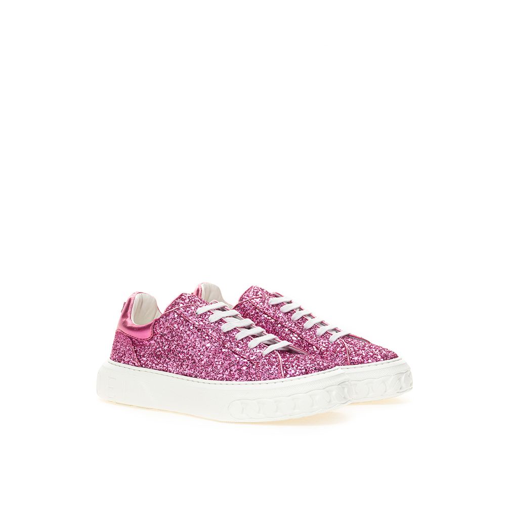 Baskets basses Casadei en tissu et cuir fuchsia