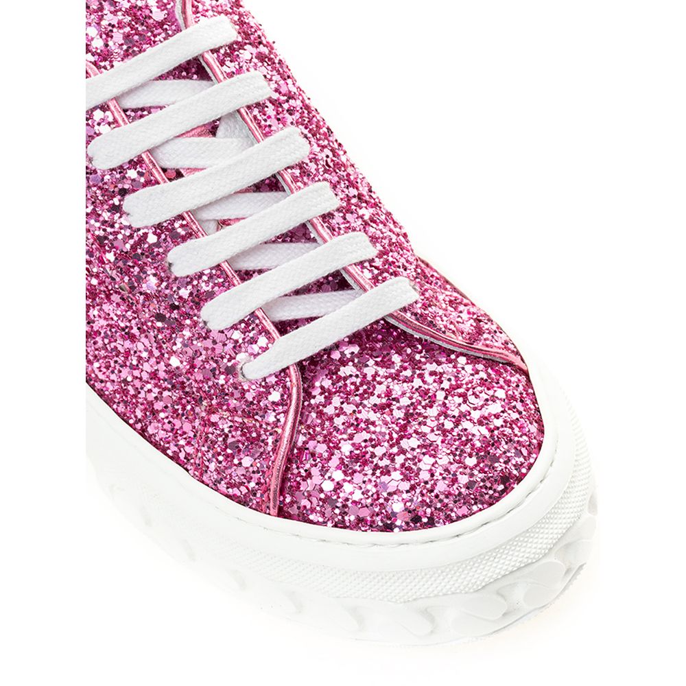 Baskets basses Casadei en tissu et cuir fuchsia