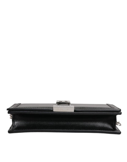 Sac bandoulière Versace en cuir de veau noir avec chaîne