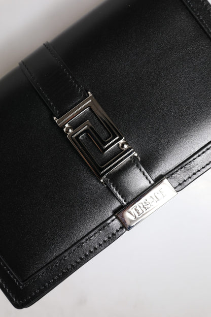 Sac bandoulière Versace en cuir de veau noir avec chaîne