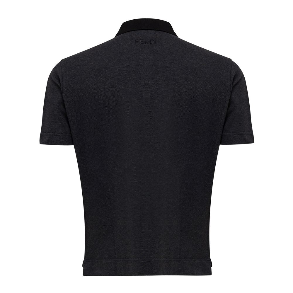 Polo in cotone nero Fendi