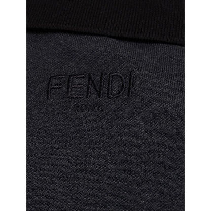 Polo in cotone nero Fendi