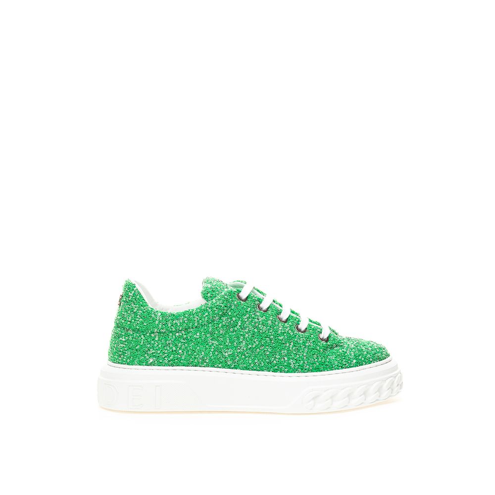 Baskets de sport Casadei vertes en tissu et cuir