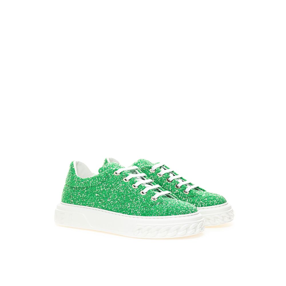 Baskets de sport Casadei vertes en tissu et cuir