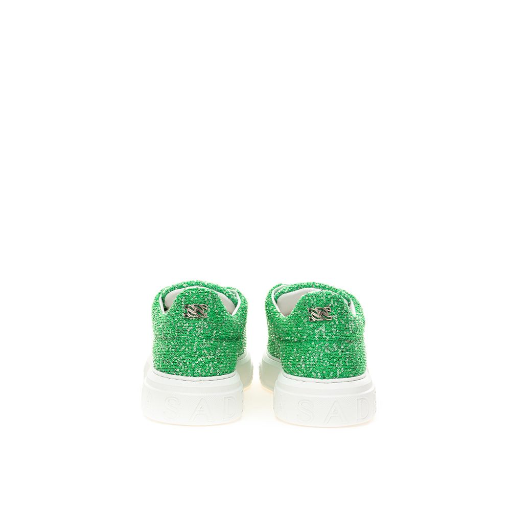 Baskets de sport Casadei vertes en tissu et cuir