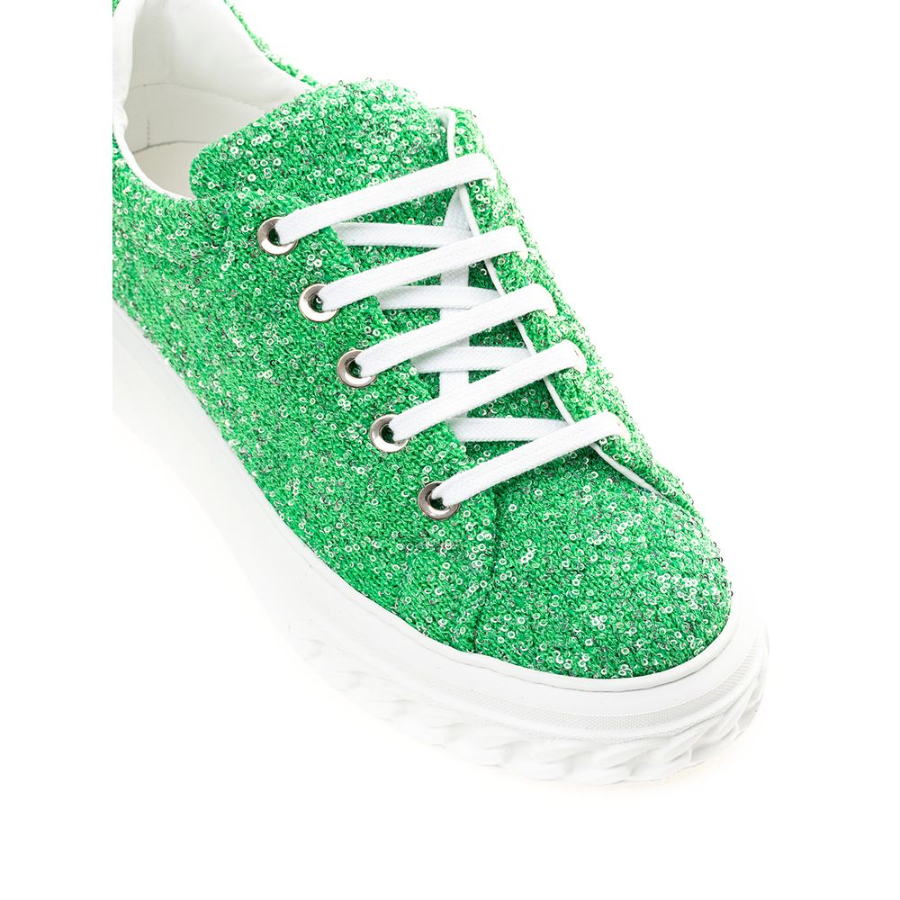 Baskets de sport Casadei vertes en tissu et cuir
