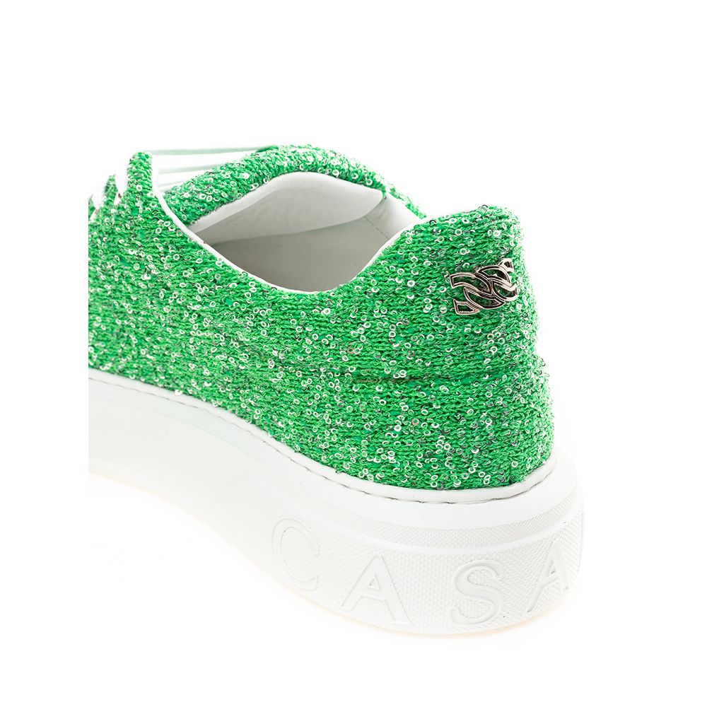 Baskets de sport Casadei vertes en tissu et cuir