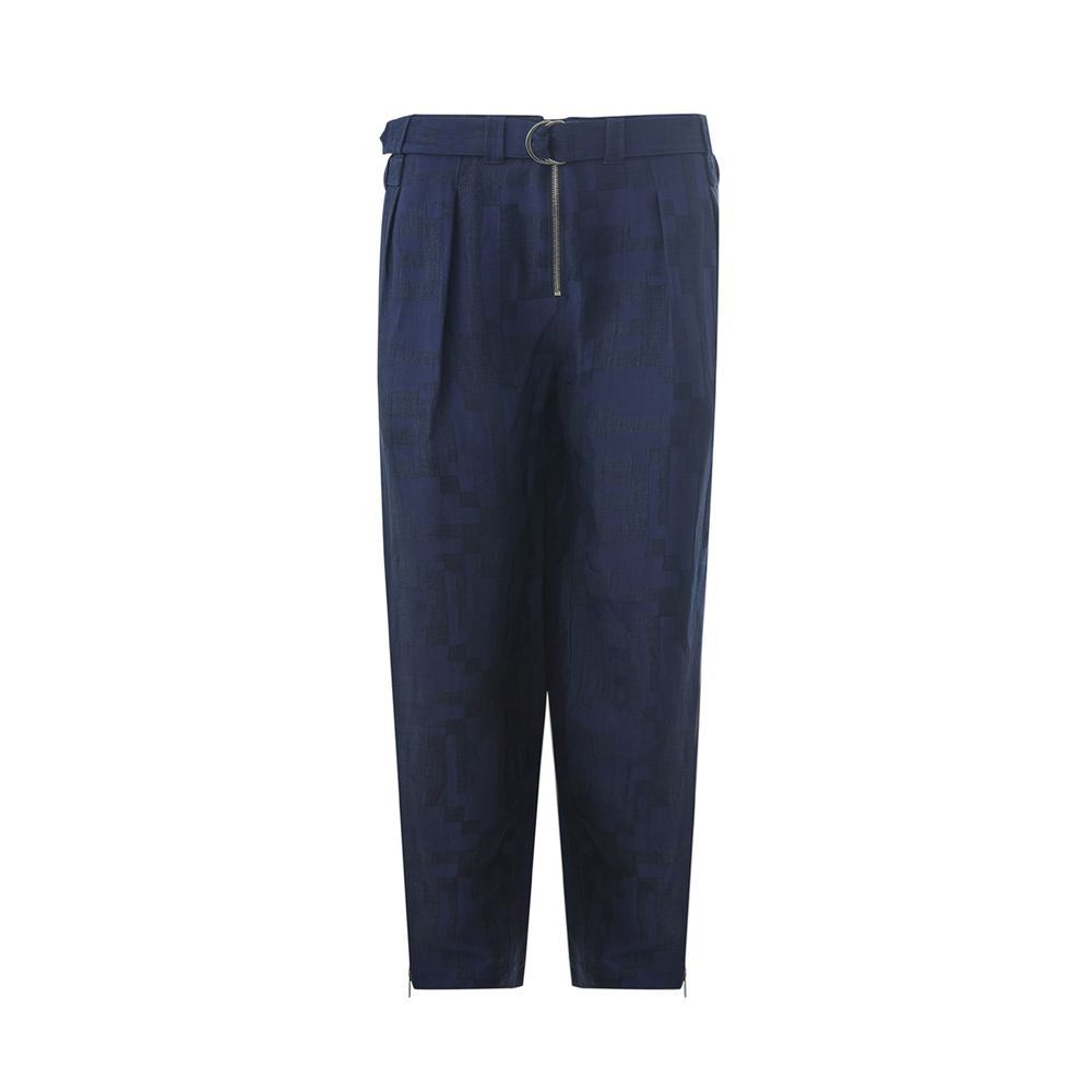 Pantalon décontracté en lin bleu Emporio Armani