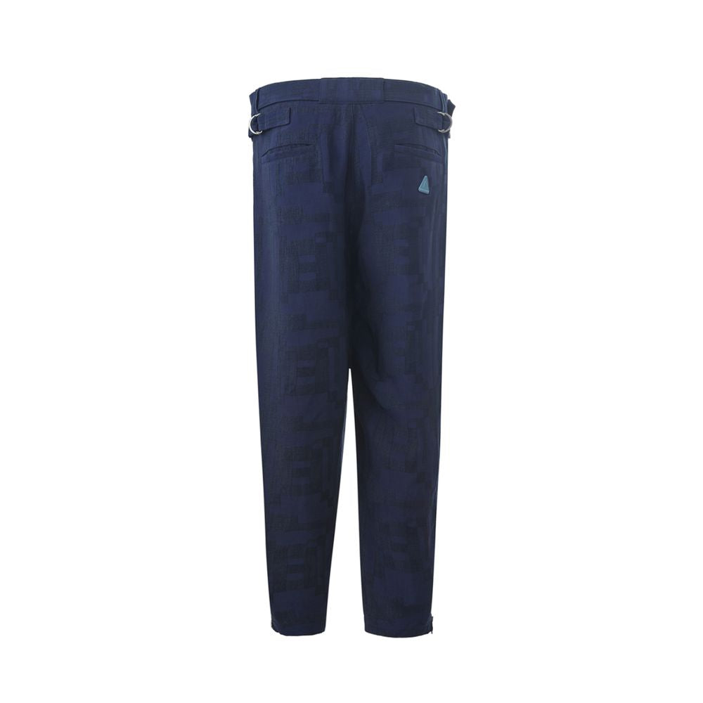 Pantalon décontracté en lin bleu Emporio Armani