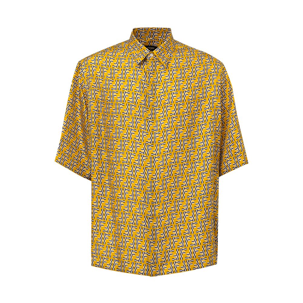 Chemise Fendi jaune en soie à manches courtes