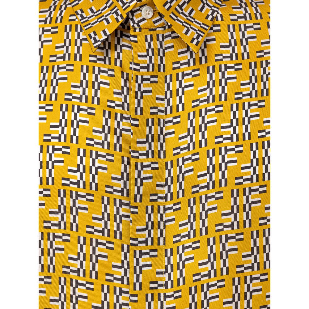 Chemise Fendi jaune en soie à manches courtes