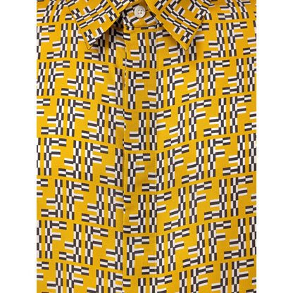 Camicia a maniche corte in seta gialla Fendi