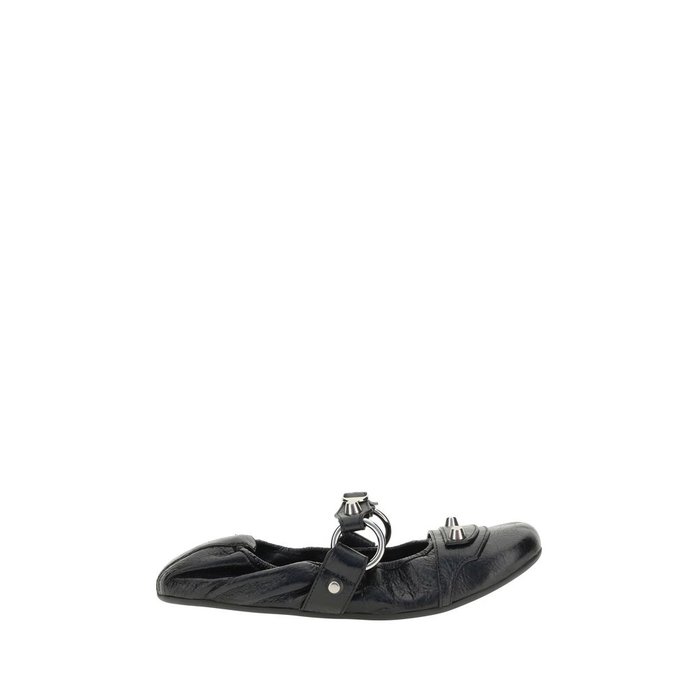 Ballerines Balenciaga en cuir de veau noir Bos Taurus