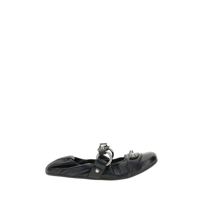 Ballerines Balenciaga en cuir de veau noir Bos Taurus