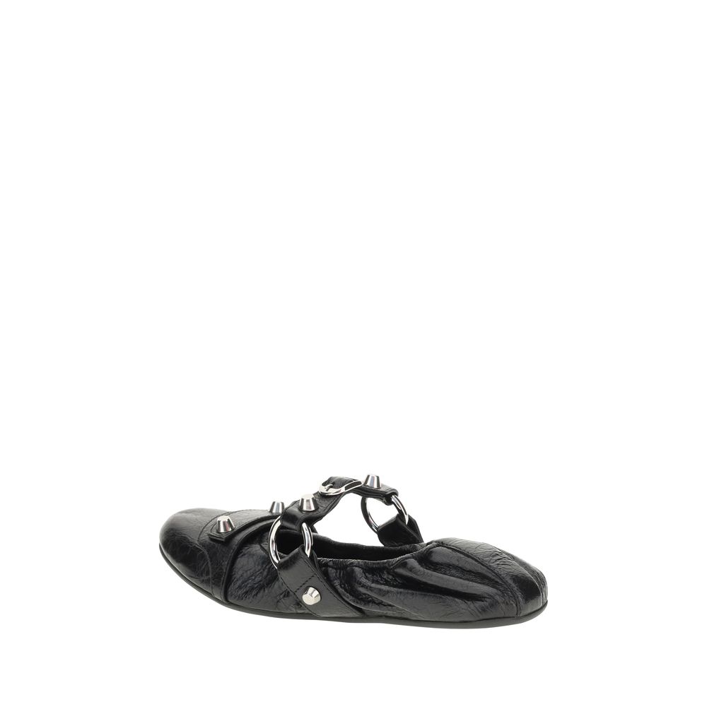Ballerines Balenciaga en cuir de veau noir Bos Taurus
