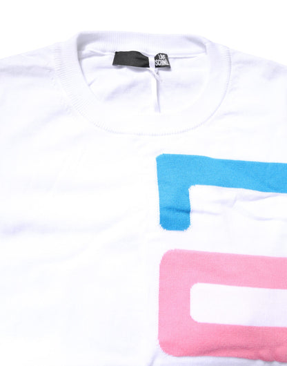 T-shirt a maniche lunghe in cotone con stampa grafica bianca Love Moschino