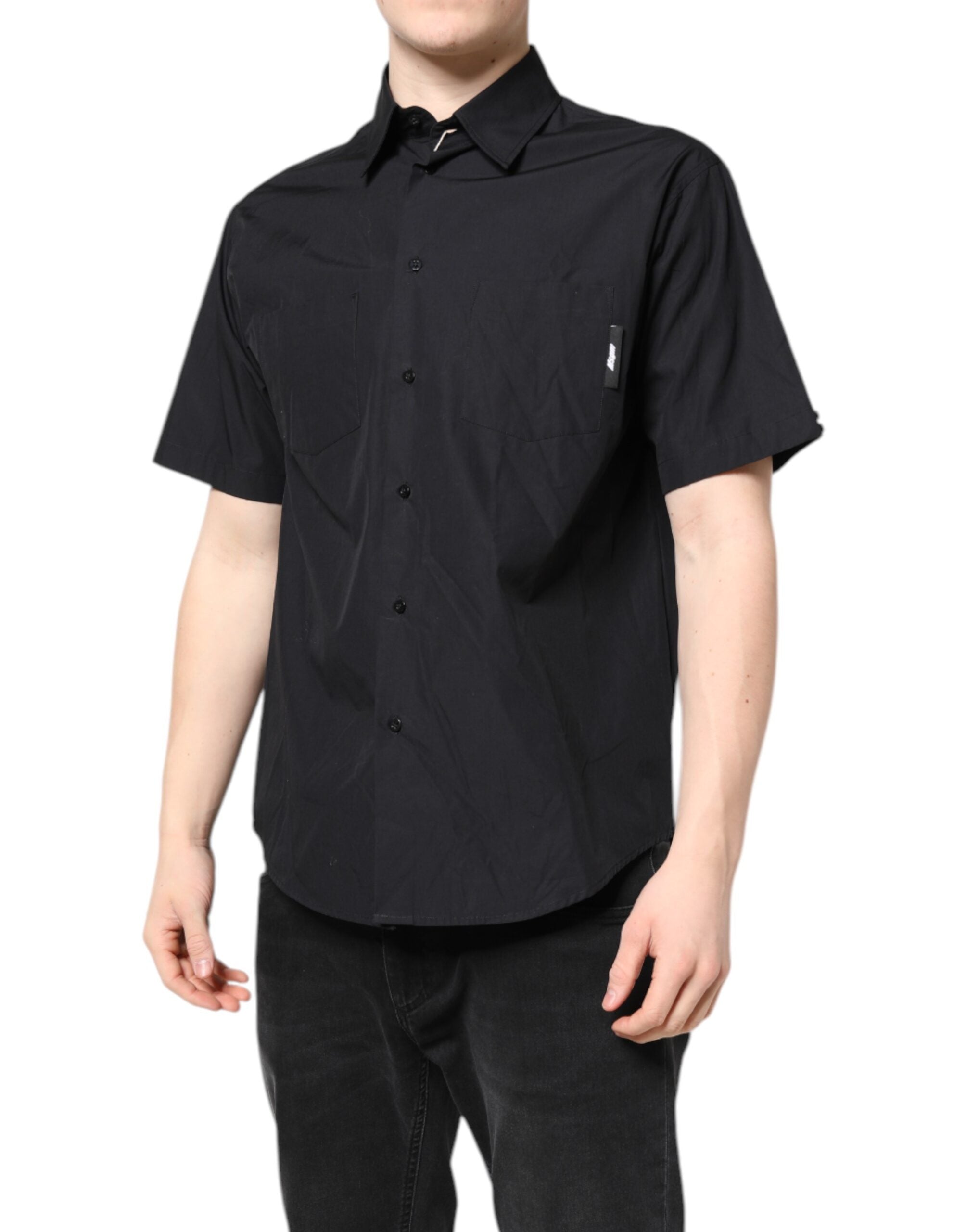 Chemise décontractée à manches courtes et col imprimé noir MSGM pour homme